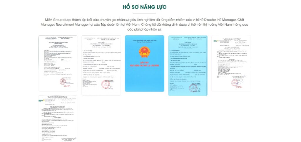 MISA GROUP có giấy phép cùng với giấy chứng nhận hợp pháp trong lĩnh vực cung ứng lao động