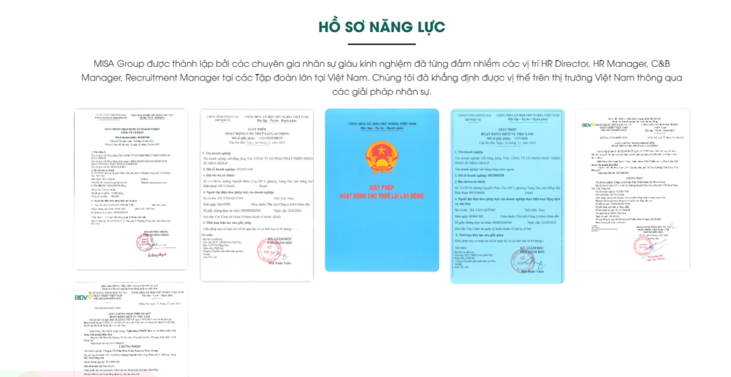 MISA GROUP có hồ sơ pháp lý đầy đủ