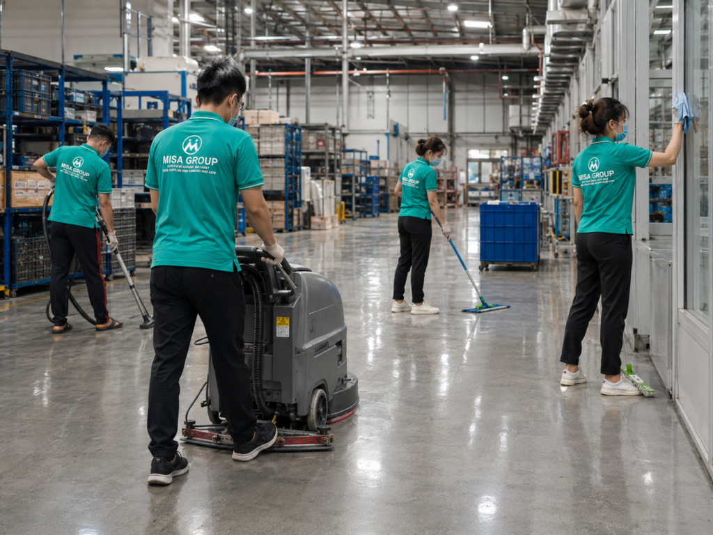 Dịch vụ vệ sinh công nghiệp MISA GROUP cho nhà xưởng và kho hàng tại Đồng Nai
