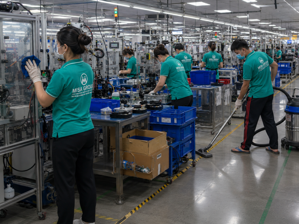 MISA GROUP triển khai vệ sinh máy móc, khu vực làm việc và dây chuyền sản xuất