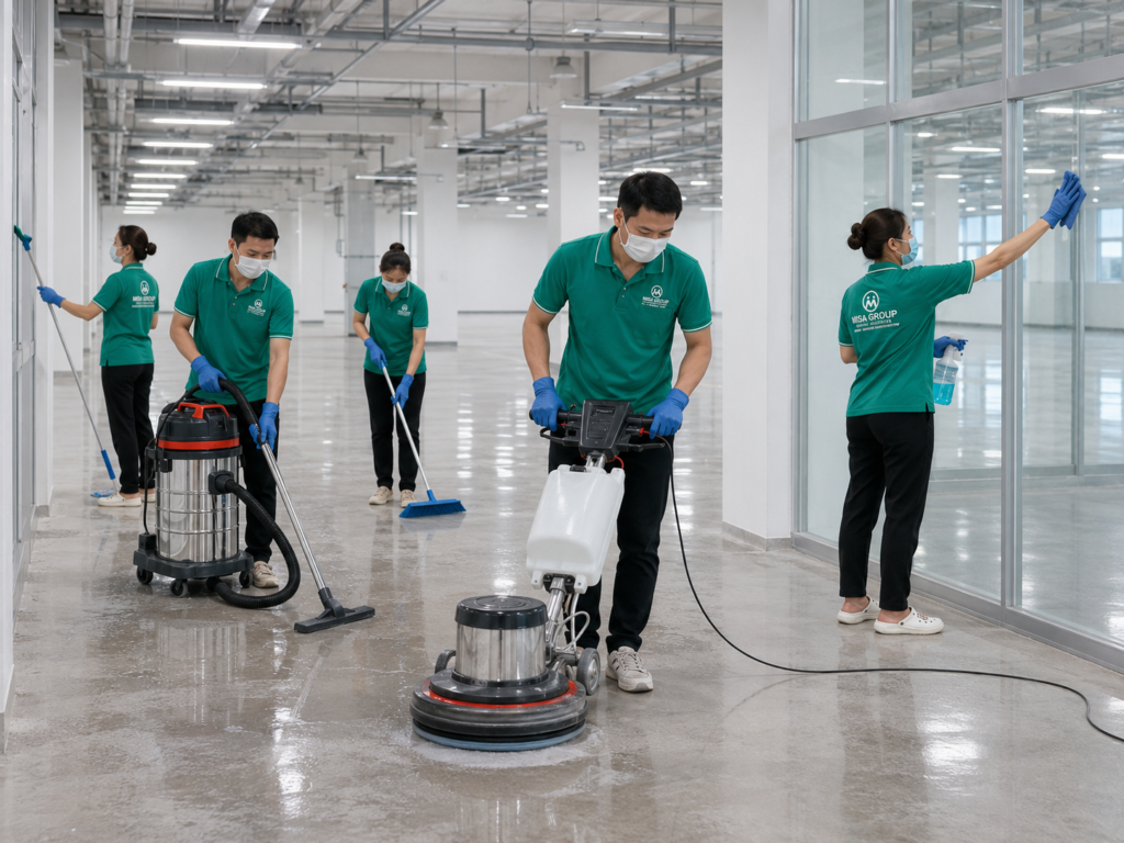 MISA GROUP triển khai vệ sinh sau xây dựng cho nhà xưởng mới tại Bình Dương